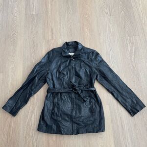 Worthington Elegant Black Women’s leather Trench Coat